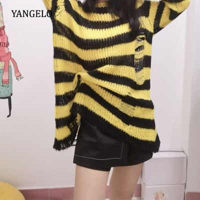 Yangelo Punk gotikas stila garais unisex džemperis sievietēm