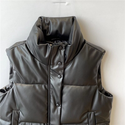 Sieviešu masīvās mākslīgās ādas kokvilnas veste 2021. gada ziemas modes dāmu ikdienas apģērbs, silts parks bez piedurknēm