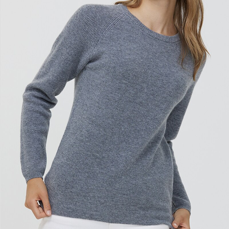 LINY XIN Džemper od kašmira od 100% merino vune Ženski jesenski pulover s okruglim izrezom i punim rukavima Ženska zimska odjeća Pullover Modni pulover