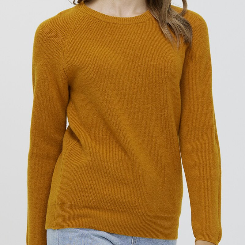 LINY XIN Džemper od kašmira od 100% merino vune Ženski jesenski pulover s okruglim izrezom i punim rukavima Ženska zimska odjeća Pullover Modni pulover