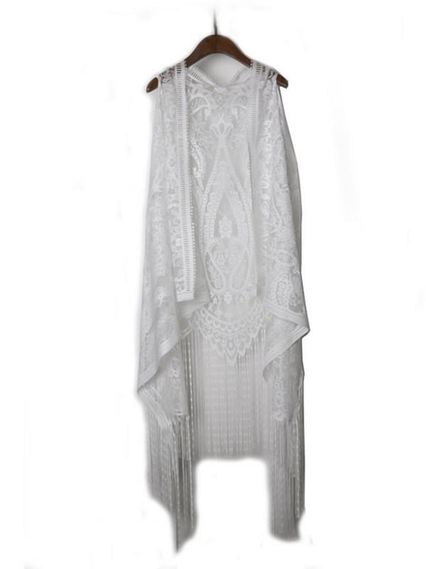 XITAO seksi čipkani kardigan, ženski prsluk, ležerna izdubljena perspektiva, nepravilne dugačke, elegantne korejske majice XWW2841