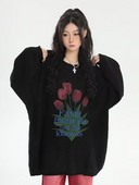 V-hanver relaksēts daudzpusīgs džemperis modes slinks retro kontrasts burtu svītru trikotāža rudens ziema vīriešu un sieviešu džemperi