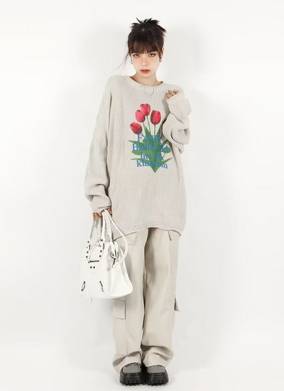 V-hanver relaksēts daudzpusīgs džemperis modes slinks retro kontrasts burtu svītru trikotāža rudens ziema vīriešu un sieviešu džemperi