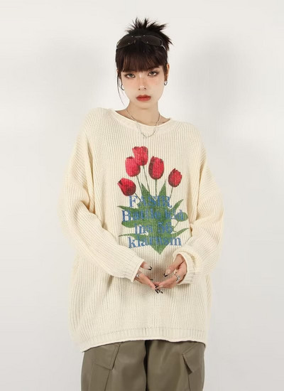 V-hanver relaksēts daudzpusīgs džemperis modes slinks retro kontrasts burtu svītru trikotāža rudens ziema vīriešu un sieviešu džemperi