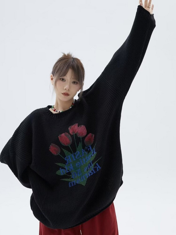 V-hanver relaksēts daudzpusīgs džemperis modes slinks retro kontrasts burtu svītru trikotāža rudens ziema vīriešu un sieviešu džemperi