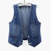 Naiste Denimvest Uus kevadine sügisjope Vintage teksad Vest Lühikesed jakid Naiste vabaaja varrukateta vestid Kauboi mantel
