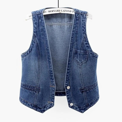 Naiste Denimvest Uus kevadine sügisjope Vintage teksad Vest Lühikesed jakid Naiste vabaaja varrukateta vestid Kauboi mantel