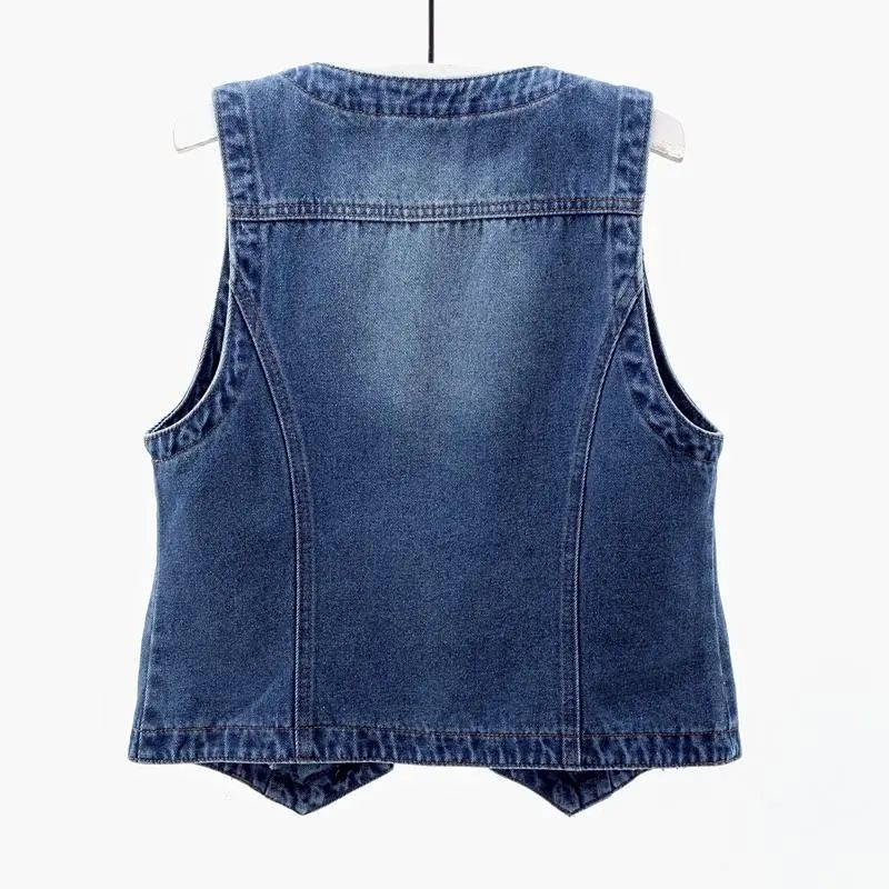 Naiste Denimvest Uus kevadine sügisjope Vintage teksad Vest Lühikesed jakid Naiste vabaaja varrukateta vestid Kauboi mantel