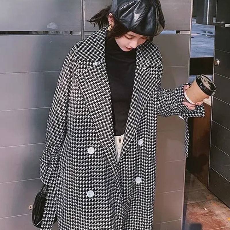 Modni ženski dugi karirani trenč kaput za jesen 2021. Novi dolasci kaputi na pojas