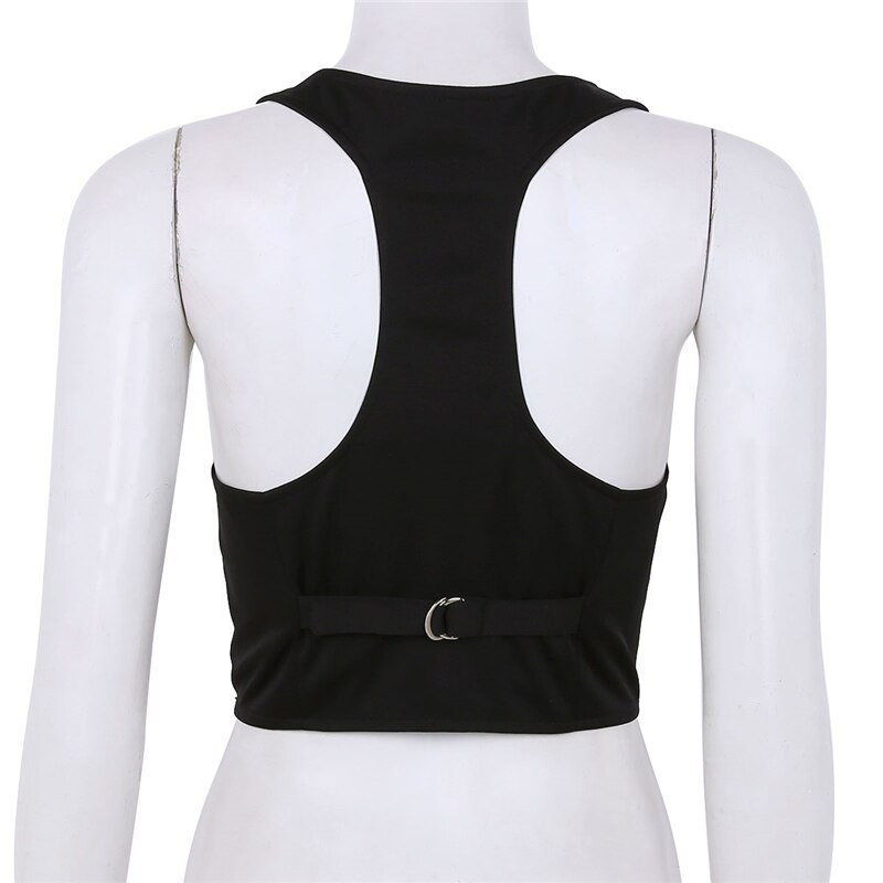 Sieviešu rudens pavasara V-veida kakla poga uz leju Fitted Racer Back Classic Veste Sieviešu biroja apģērbs Īsi krekli Veste