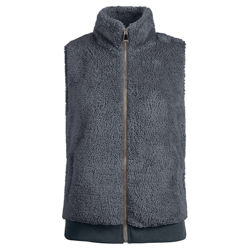 Γυναικεία γιλέκα Sherpa Fleece Φθινόπωρο Χειμώνας Ζεστό γούνινο παλτό από ψεύτικη γούνα με τσέπες με φερμουάρ Αμάνικο τεχνητό μάλλινο γιλέκο