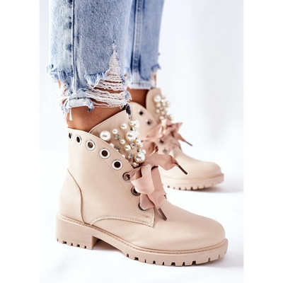 Ženske kratke čizme 2021. Ženske kožne gležnjače Jesenske cipele s platformom za motocikle za žene Punk 36-42 Zimske biserne zakovice Sho