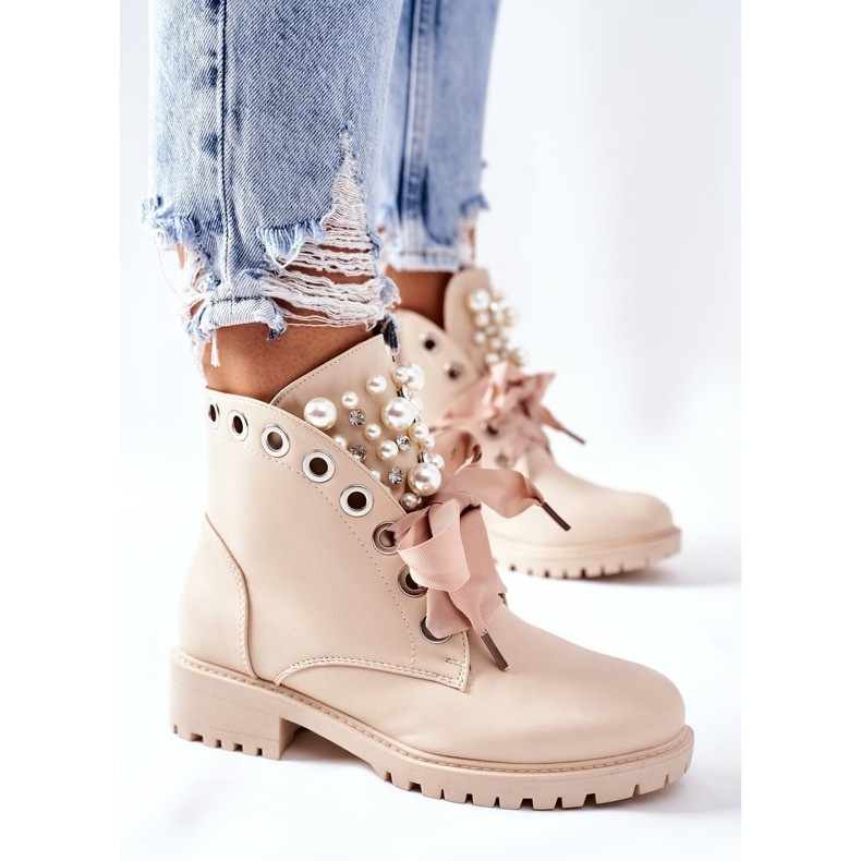 Ženske kratke čizme 2021. Ženske kožne gležnjače Jesenske cipele s platformom za motocikle za žene Punk 36-42 Zimske biserne zakovice Sho