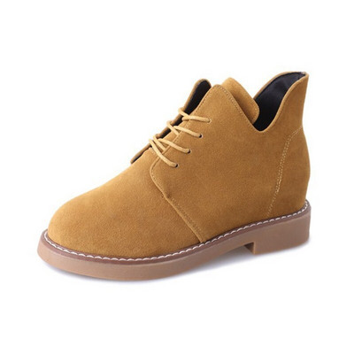 Xiaying Smile Ženske čizme proljeće i jesen ženske cipele modne ženske kožne čizme s četvrtastom petom Cipele na vezanje od nubuka s okruglim vrhom