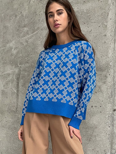 SVOKOR Pleteni puloveri Jacquard O-izrez Debeli pulover Dugih rukava Ležerna majica Jesen Zima Ženska modna odjeća Ulična odjeća