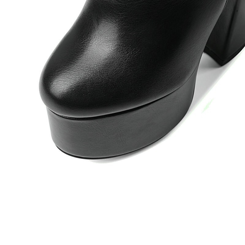 2021. aasta naiste poolsaapad, platvorm, kandiline kõrge kontsaga naiste mootorrattasaapad, kunstnahast kõrge kvaliteediga naiste saapad, mustad