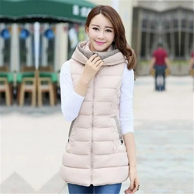 Rudens ziemas veste sieviešu veste 2022 Sieviešu bezpiedurkņu jaka ar kapuci silta gara veste jaka Feminino 5XL ārējais apģērbs W1227