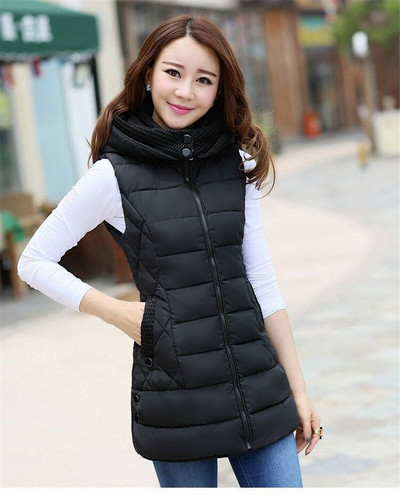 Rudens ziemas veste sieviešu veste 2022 Sieviešu bezpiedurkņu jaka ar kapuci silta gara veste jaka Feminino 5XL ārējais apģērbs W1227