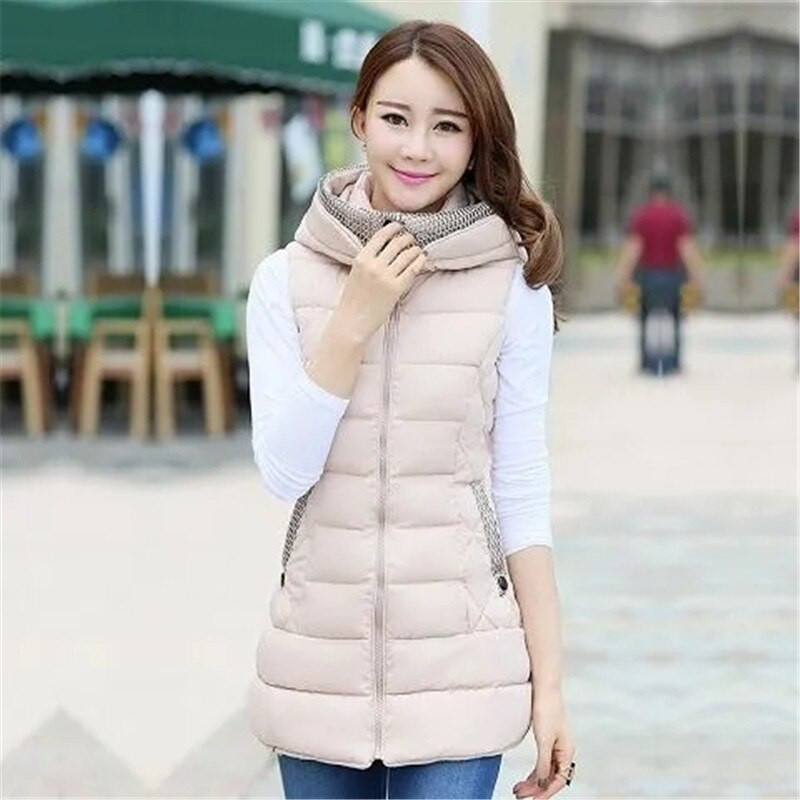 Rudens ziemas veste sieviešu veste 2022 Sieviešu bezpiedurkņu jaka ar kapuci silta gara veste jaka Feminino 5XL ārējais apģērbs W1227