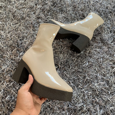 Zīmolu modes sieviešu zābaki Seksīgi puszābaki sievietēm augstpapēžu kurpes Sieviešu rudens ziemas zābaki Sieviešu augstpapēžu zābaki