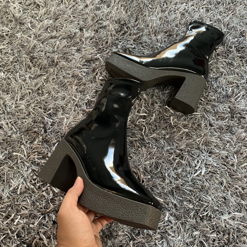 Zīmolu modes sieviešu zābaki Seksīgi puszābaki sievietēm augstpapēžu kurpes Sieviešu rudens ziemas zābaki Sieviešu augstpapēžu zābaki