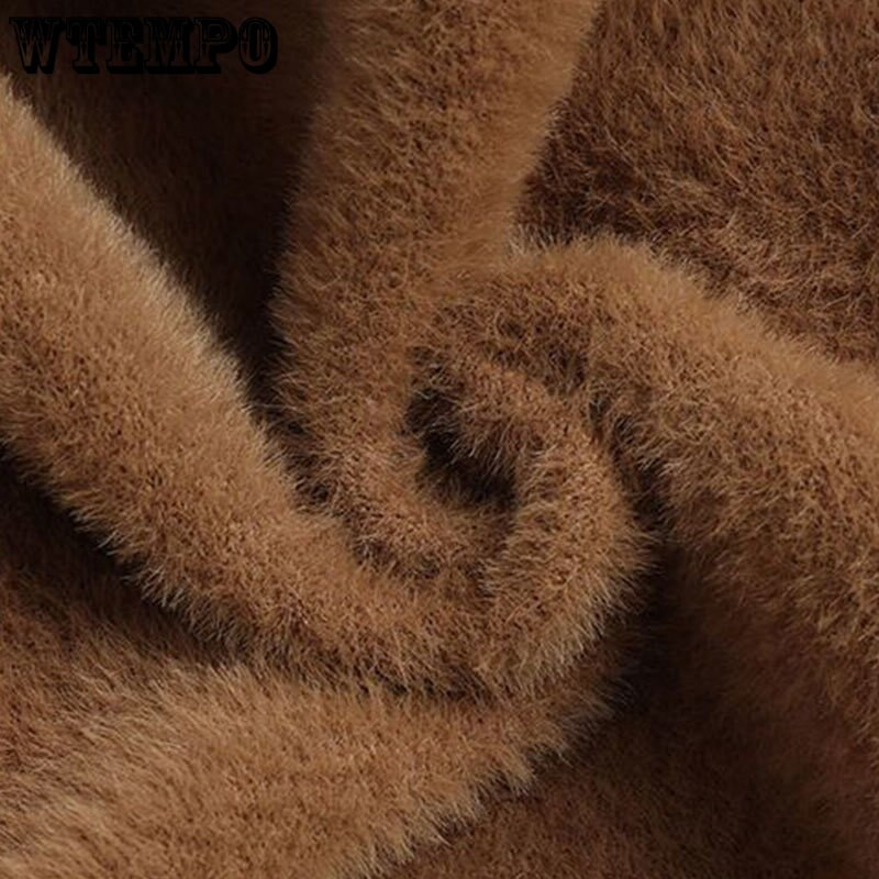 Storas kašmyro megztinis su O formos kakleliu, šilti megztiniai apatiniai marškinėliai, moteriški rudeniniai, šilti megzti korėjietiško stiliaus megztiniai