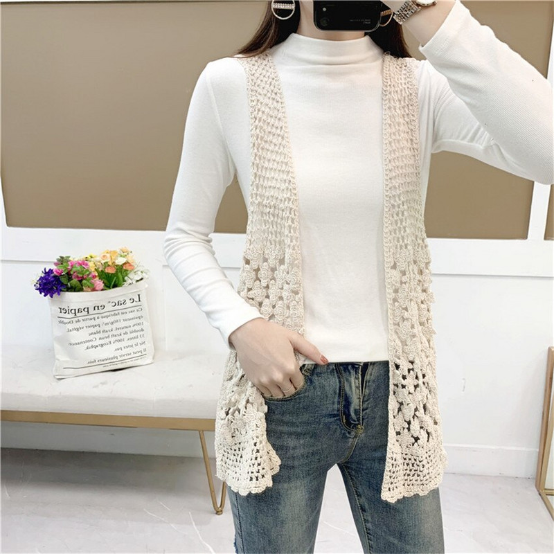 Proljeće ljeto Izdubljeni heklani prsluk bez rukava Ženska modna boemska gornja odjeća otvorenog uboda Chalecos Para Mujer