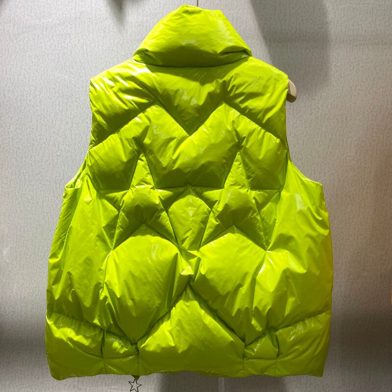 Sjajni vodootporni donji prsluk zadebljan proljeće zima Nova ženska pufer donja jakna Ženski stojeći ovratnik Lagani prsluk