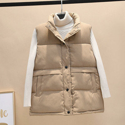 Ženske deblje zimske jakne Jednoredno kopčanje, prsluk bez rukava Topli oversize topovi Patchwork 2021. Ležerni modni ženski kaput