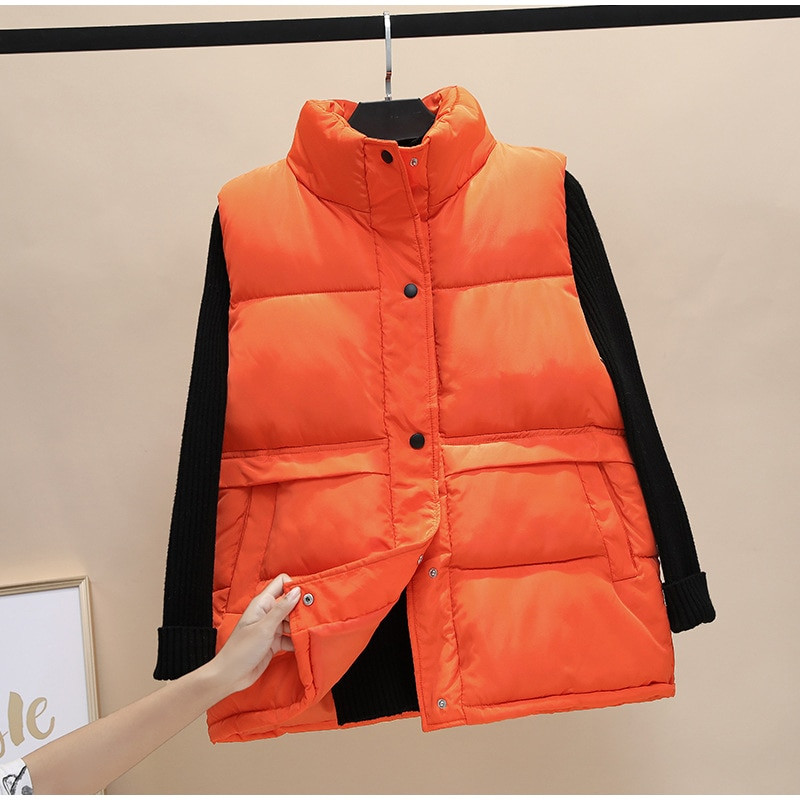 Ženske deblje zimske jakne Jednoredno kopčanje, prsluk bez rukava Topli oversize topovi Patchwork 2021. Ležerni modni ženski kaput