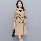 2022. gada modes klasiskā Midi vējjaka biroja sievietēm, šaurs viduklis, mežģīņots ikdienišķs trenšmētelis pavasara rudens slaids dāmu elegants virsdrēbes