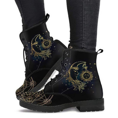Дамски кожени обувки Sun Moon Shoes Кожени ботуши Дамски дамски вегански обувки Дамски зимни обувки Дъждовни ботуши Обувки за каубойка