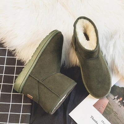 Márka Női Cipők Ausztrál csizmák téli lábbelik kerek orrú lapos sarkú csizmák - női divat, hó alacsony 2022 női boka pamut