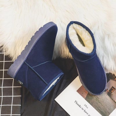 Márka Női Cipők Ausztrál csizmák téli lábbelik kerek orrú lapos sarkú csizmák - női divat, hó alacsony 2022 női boka pamut