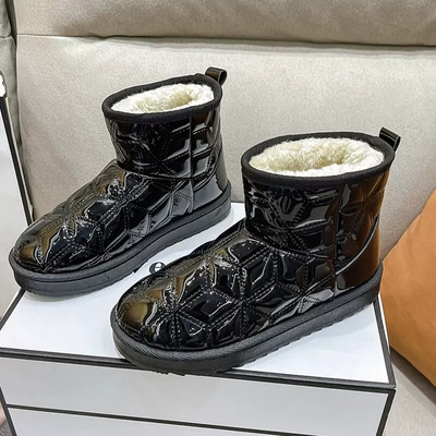 Márka Női Cipők Ausztrál csizmák téli lábbelik kerek orrú lapos sarkú csizmák - női divat, hó alacsony 2022 női boka pamut