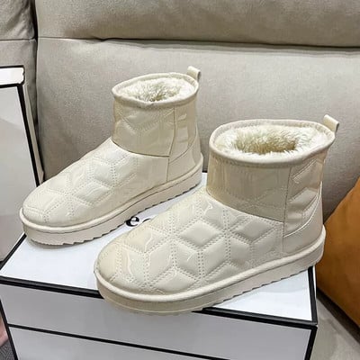 Márka Női Cipők Ausztrál csizmák téli lábbelik kerek orrú lapos sarkú csizmák - női divat, hó alacsony 2022 női boka pamut