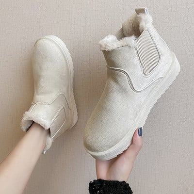 Márka Női Cipők Ausztrál csizmák téli lábbelik kerek orrú lapos sarkú csizmák - női divat, hó alacsony 2022 női boka pamut