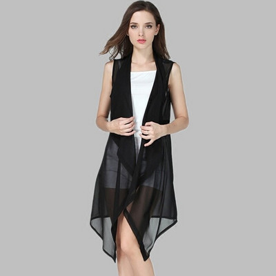 #3539 Vasaras veste sieviešu asimetriska šifona garā veste sieviešu brīva plāna veste vece Sieviešu korejiešu stila jaciņa kimono veste