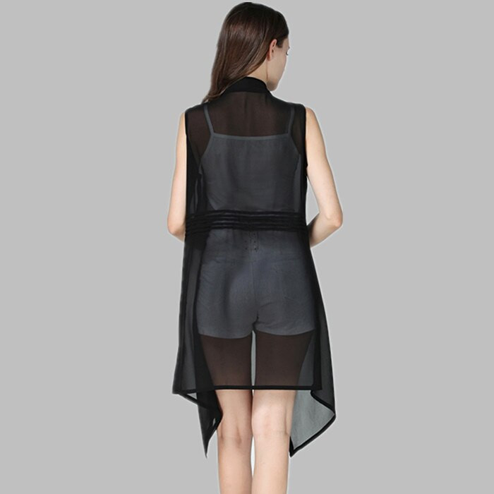 #3539 Vasaras veste sieviešu asimetriska šifona garā veste sieviešu brīva plāna veste vece Sieviešu korejiešu stila jaciņa kimono veste