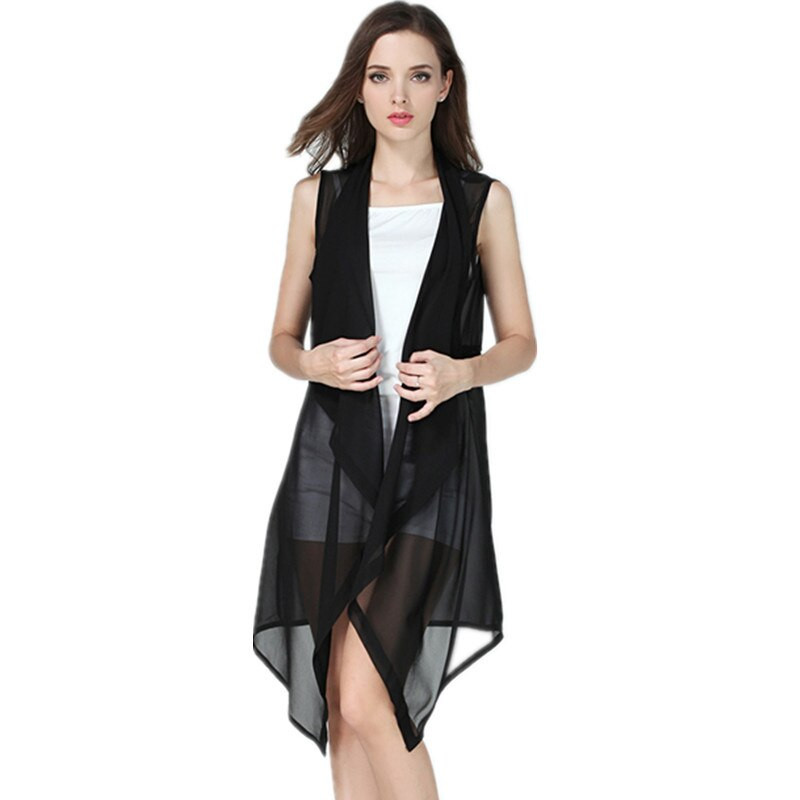 #3539 Vasaras veste sieviešu asimetriska šifona garā veste sieviešu brīva plāna veste vece Sieviešu korejiešu stila jaciņa kimono veste