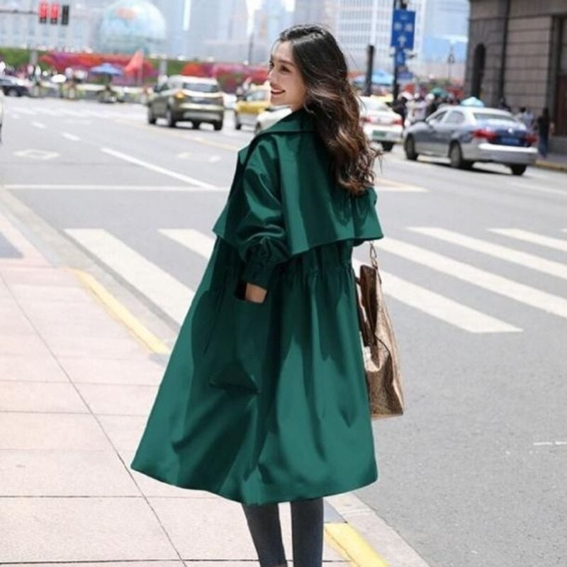 Hosszú rész női felvonó egyszínű kabát 2021 új világos alkalmi kollekció női széldzsekik koreai divatos felvonó kabát