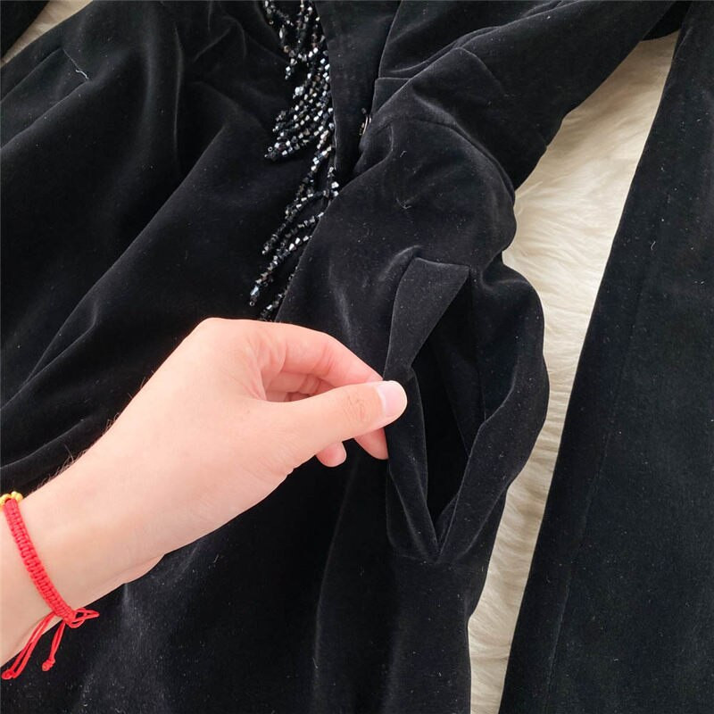 Augstas klases temperamenta gara, tieva samta jaka vējjakas uzvalks apkakle Pušķis modes universāls mētelis Casacos M994