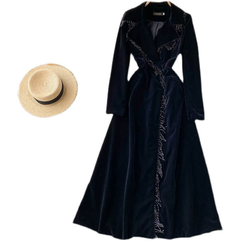 Augstas klases temperamenta gara, tieva samta jaka vējjakas uzvalks apkakle Pušķis modes universāls mētelis Casacos M994