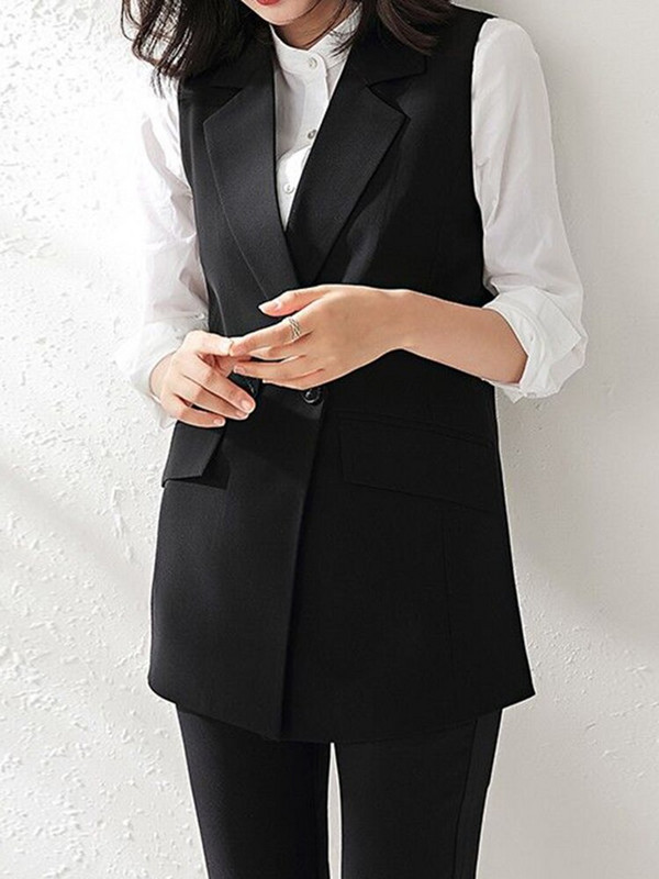 „Aelegantmis“ klasikinė ilga liemenė, moteriška elegantiška kostiumo liemenė, pavasarinė biuro moteriška striukė be rankovių, juoda plona liemenė, viršutiniai drabužiai, 2022 m.