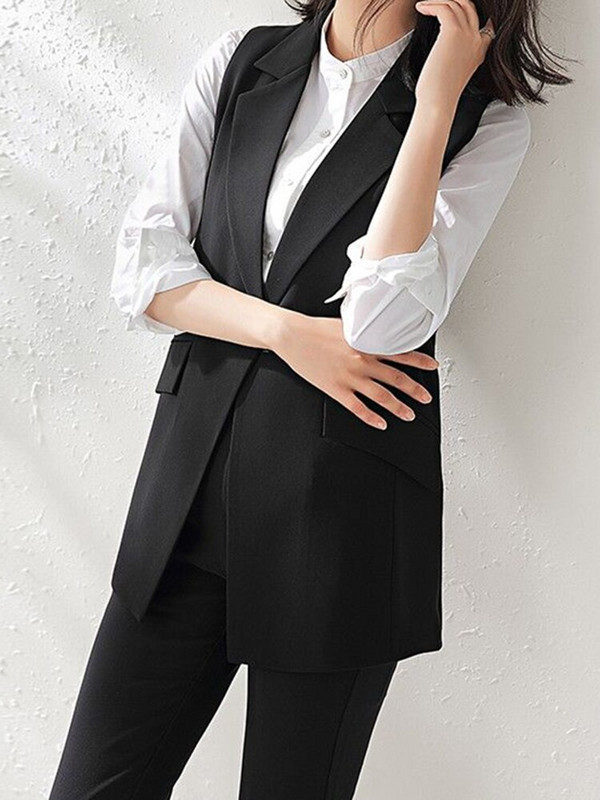 „Aelegantmis“ klasikinė ilga liemenė, moteriška elegantiška kostiumo liemenė, pavasarinė biuro moteriška striukė be rankovių, juoda plona liemenė, viršutiniai drabužiai, 2022 m.