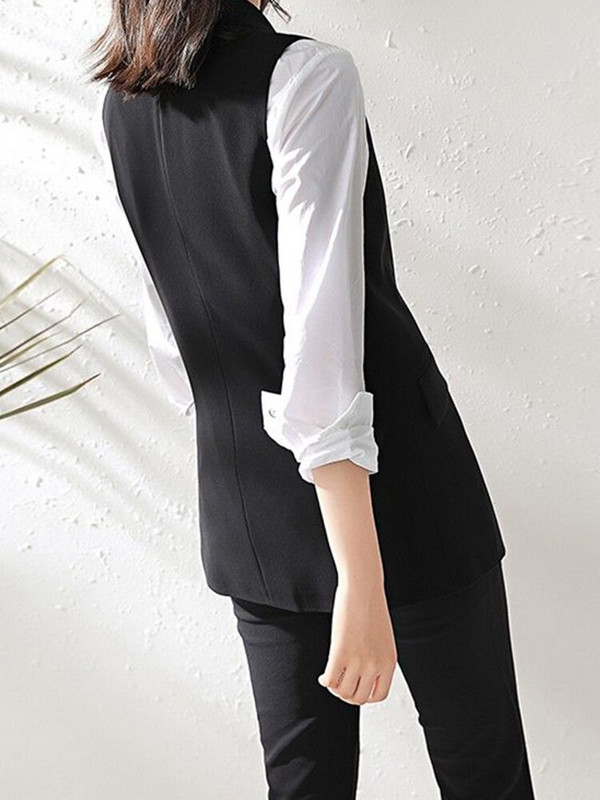 „Aelegantmis“ klasikinė ilga liemenė, moteriška elegantiška kostiumo liemenė, pavasarinė biuro moteriška striukė be rankovių, juoda plona liemenė, viršutiniai drabužiai, 2022 m.