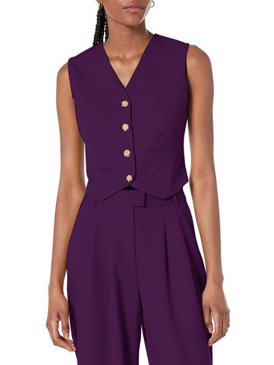 Γυναικείο φανελάκι Βαμβακερό λινό Αμάνικο παλτό με λαιμόκοψη σε V μονόστομο casual στολή εργασίας