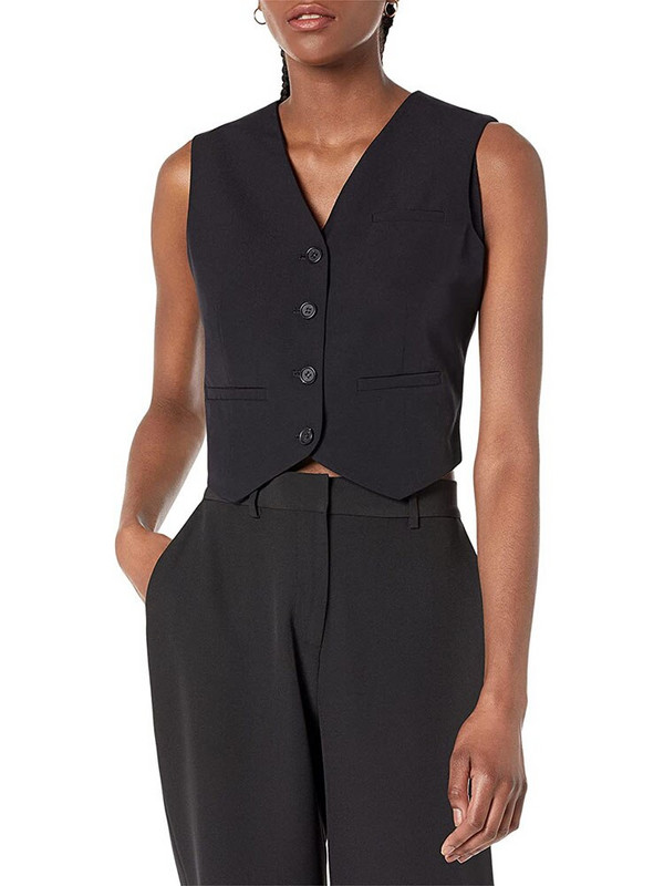 Γυναικείο φανελάκι Βαμβακερό λινό Αμάνικο παλτό με λαιμόκοψη σε V μονόστομο casual στολή εργασίας