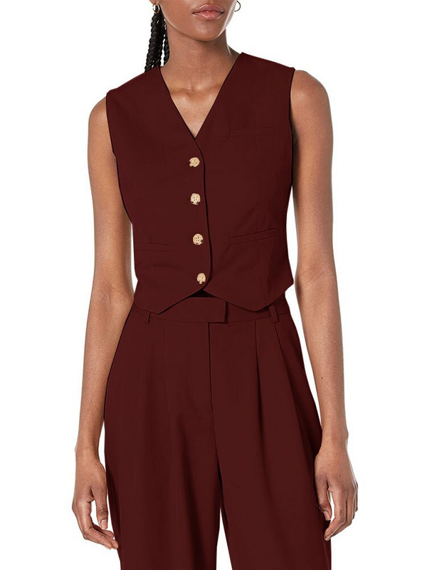 Γυναικείο φανελάκι Βαμβακερό λινό Αμάνικο παλτό με λαιμόκοψη σε V μονόστομο casual στολή εργασίας