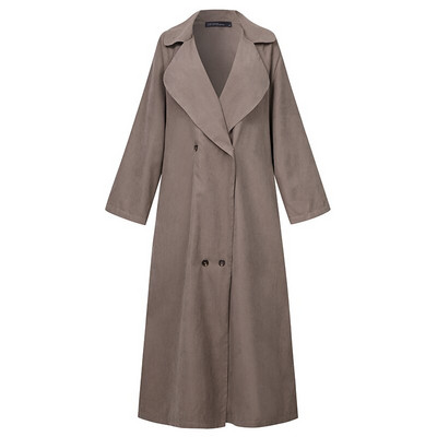 ZANZEA 2022 Fashion Μονόχρωμα Γυναικεία Maxi Μπουφάν Casual Παλτό Πέτο με διπλό στήθος Γυναικεία μακρυμάνικα παλτό υπερμεγέθη